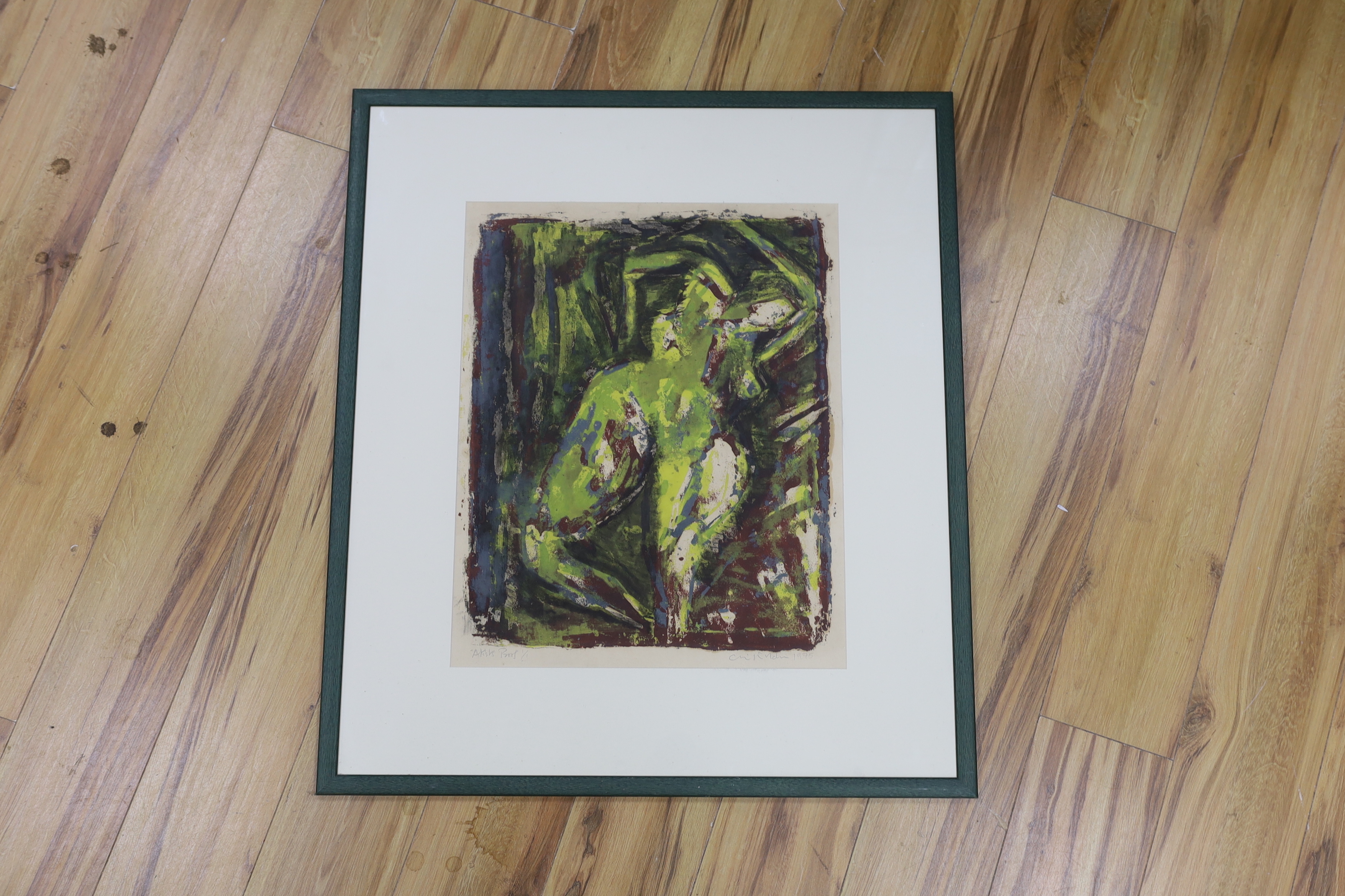 Cliff Holden (1919-2020), colour screenprint, Female figure, signed and dated 1975 in pencil, artist proof limited edition, 1/1, 56 x 45cm